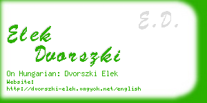 elek dvorszki business card